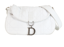 Cannage Flap Shoulder Bag, Leather, White, DB/B, 2*